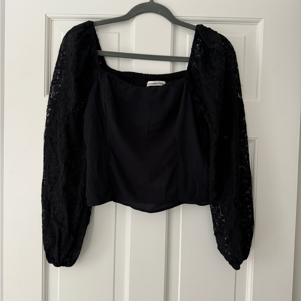 Navy blue lace sleeve top